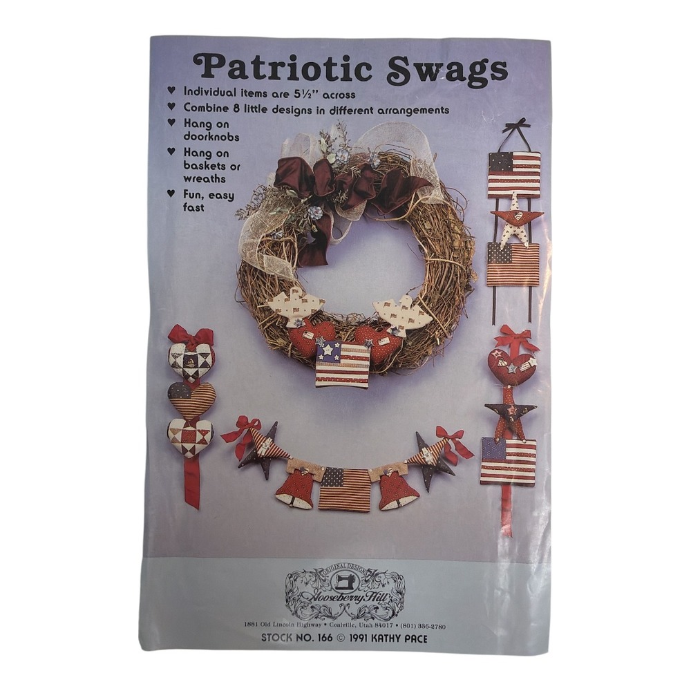 Gooseberry Hill PATRIOTIC SWAGS #166 ©1991 Pattern ONLY